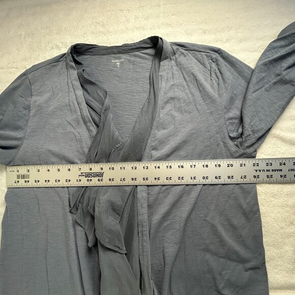 Garnet Hill Womens XL Gray Draped Front Cardigan Sweater Knit Organic Cotton - Picture 7 of 8